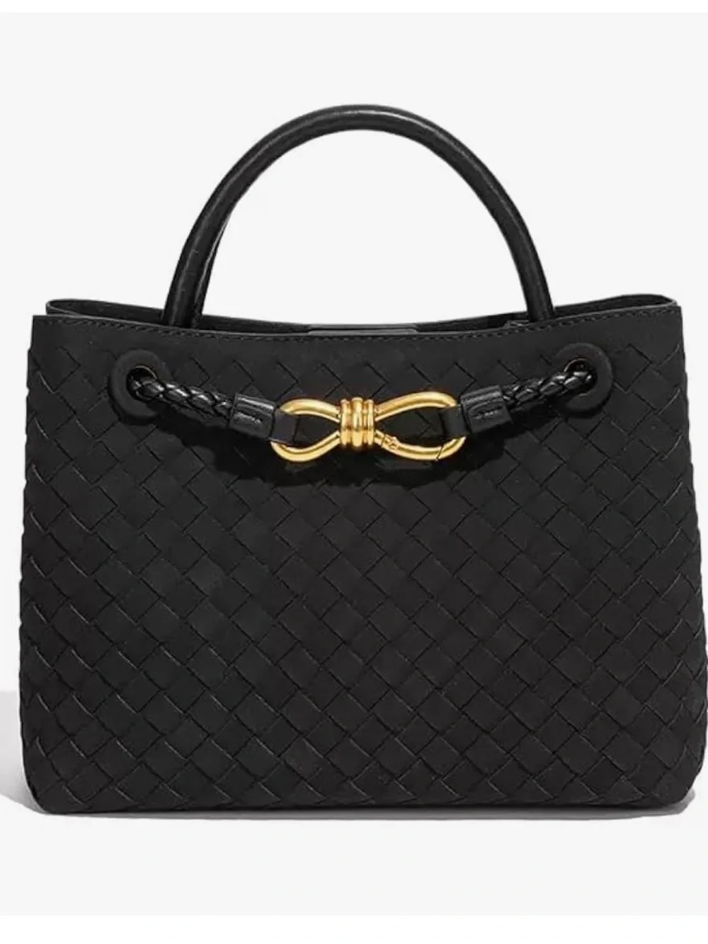 Black Woven tote bag Women’s  Leather shoulder bag Top-Handle purse New